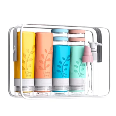 Portable 18 Piece Travel Bottle Set Silicone Squeeze Bottle Leak Proof Travel Bottle Wash Set Travel Essentials