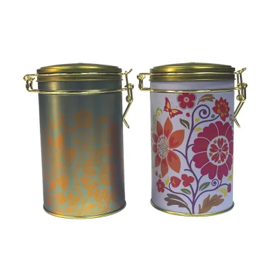 High Quality Custom Printing Rectangle Tea Tin Box  Coffee Tin Can with Hinge and Buckle