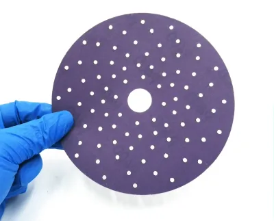 Cyclone Hole 150mm 6 Inch Film Base Ceramic Sanding Disc with Hook Loop Velcro Backing High Medium Automotive Abrasive Discs