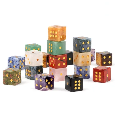 Natural Stone Polyhedral Dice Hand Carved Amethyst D6 Gemstone Dice Set for Tabletop RPG Board Games