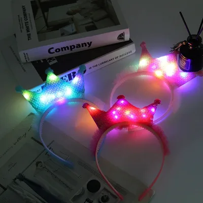 LED Light Child Hairband Flashing Crystal Crown Headband Rave Party Favor Glowing Star Headpiece Holiday Concert Atmosphere