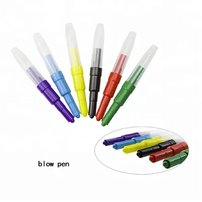 KHY Hot Sale 6 Packs Color Magic Creative Blow Paint Graffiti Draw Art for Colour Sketch for Kids Halloween Marker Blow Pen