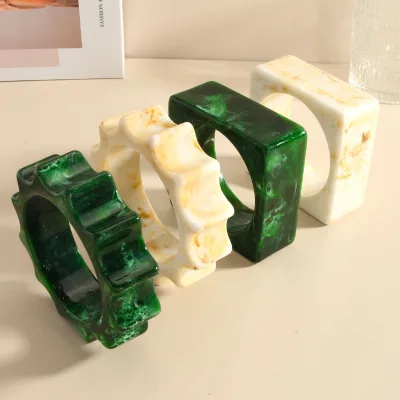 Personalized Wave Bangle Marble Pattern Bangle Square Resin Acrylic Bracelet Bangle for Women
