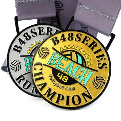 Manufacturers Custom Peak Ball Medal Personalized Design Pickleball Sports Sublimation Medals and Ribbons