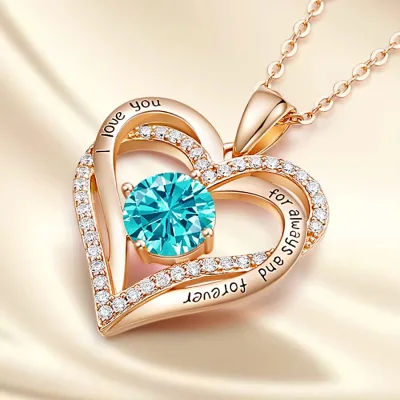Unique Original Design Birthstone Jewellery Love Necklace With Birthstone Gemstone Heart Necklace for Women