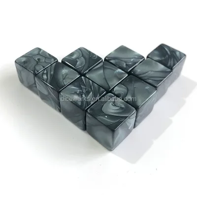 Custom Logo Printed Acrylic 16mm D6 Dice-6-Sided Black Blank for Wholesale D&D RPG Games