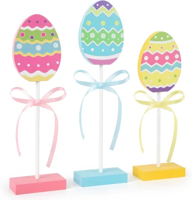 Easter Tray Decor Wooden Easter Eggs Decor Colorful Easter Table Decorations for Easter Day Home Decorations