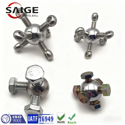 SAIGE Bright Threaded Steel Balls Stable Performance Threaded Spheres 4.5mm 8mm 10mm 12mm for Frame Connection Assemblies
