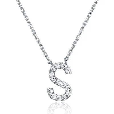 Hot Sale Simple Fashion Silver Plated 26 Letter Initial Necklace Arabic Initial Pendant Necklace for Ladies