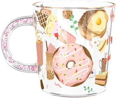 Party Minimalist Deer Design Borosilicate Glass Coffee Mugs Leak Proof Microwave & Dishwasher Safe Portable Tumbler for Presents