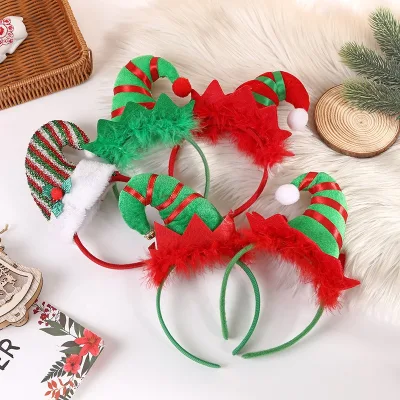 Christmas Headbands Fancy Elf Reindeer Antlers Xmas Tree Bells Santa Hat Headbands for Kids Adults Party Favors
