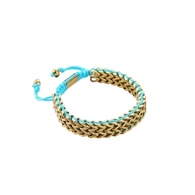 Fashionable Unisex Gold Plated Rose Gold Plated Silver Plated Black Gun Plated Double Layer Basket Chain Braided Bracelet