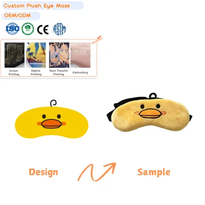 Bulk Cute Duck Plush Eye Mas Custom Character Wholesale Sleep Mask Personalized Stuffed Animals Duck Plush Eye Mask