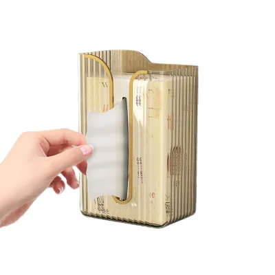 Punch-Free Wall-Mounted Tissue Box Classic Design Upside-Down Quick-Pull Strong Adhesive Transparent Thickened PET