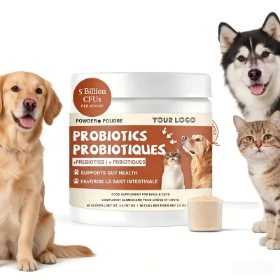 Pets Probiotics for Dogs & Cats with Prebiotics Gut Health Powder Supplement with 12 Strains & 5 Billion CFUs Supports Immunity