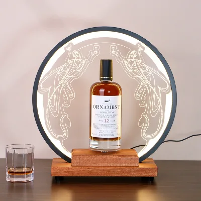 High-end Wooden Acrylic Luminous Wine Display Rack with Customization Model
