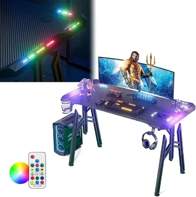 Custom Gaming Table RGB Ergonomic Gaming Desk With Sillas Gamer Gaming Desk Chair Gaming