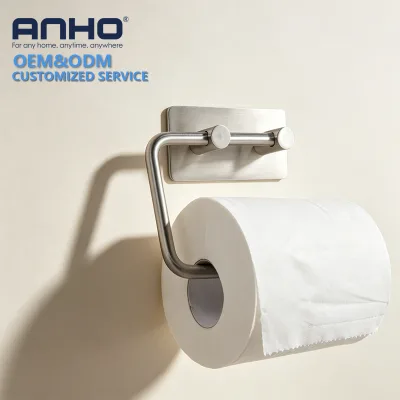 Custom Wholesale Modern Stainless Steel Self Adhesive Toilet Paper Holder with 3M Sticker for Hotel Shower Room