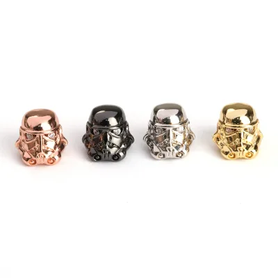 Warrior Head Spacer Beads Cubic Zirconia Pave Bracelet Beads Style Stormtrooper Finding for Jewelry Making