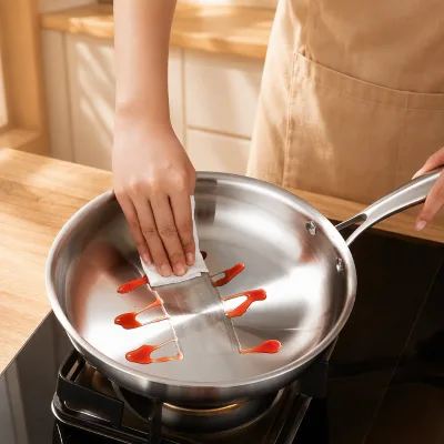 430 Stainless Steel Multi-Ply Fry Pan Uncoated Easy-Clean Scratch Resistant Skillet for Induction Gas and Electric Ranges