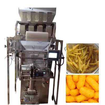 VFFS Nitrogen 4 Combination Scale Puffed Snacks Packing Potato Chips Cheese Puffs Banana Chips Crisps Cracker Packaging Machine