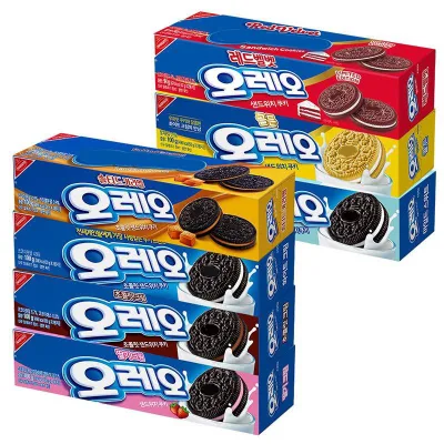 Wholesale 97g Korea Biscuit for Cookies Cream Chocolate Sandwich Sweet Crispy Rolling Box Healthy Exotic Snacks