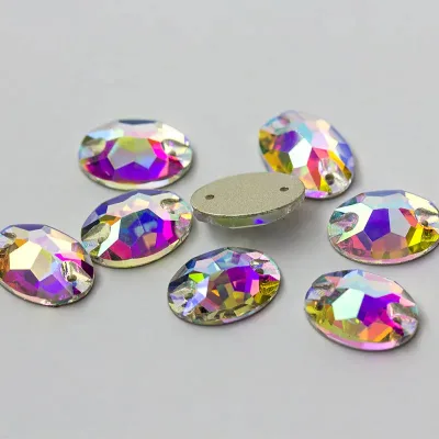 Qiao AAAAA Quality Oval Shape Crystal Sew on Rhinestones for Wedding /Dance Dress Decoration Egg Shape Sewing Jewelry Beads