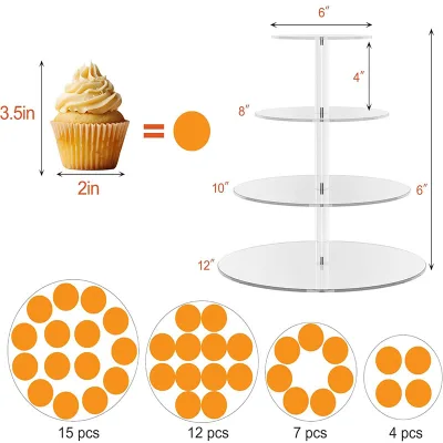 Clear Acrylic Round Tiered Dessert Display Stand for Cupcake Pastry Treats Party Decoration