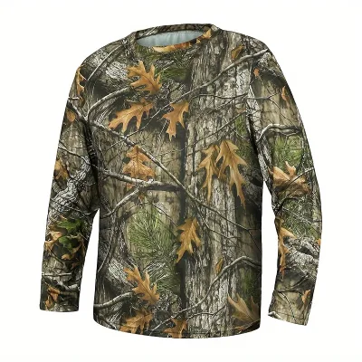 Outdoor Hunting Clothes Birdwatching Photography Big Tree Camouflage Unisex Neck Long Sleeve Breathable Waterproof Windproof