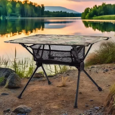 Modern Mini Table for Outdoor Activities for Hiking BBQ & Beach Camping Foldable Aluminum with Wood Panel for Backpacking