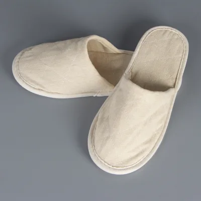 Eco-friendly Comfortable 5 Star Natural Fabric Hotel Slippers With Cork Sole