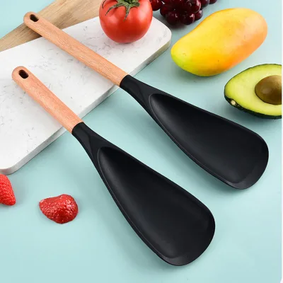 Multi-Function Silicone Serving Spatula Beech Wood Handle Heat Resistant Non-Stick Dishwasher Safe Sustainable Cooking Mixing