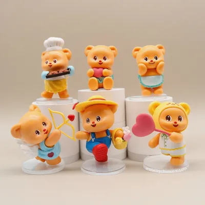 Wholesale Restaurant Happy Meal Companion Food Theme Bear Plastic Toy Kids Playtime Promotional Item Hotsale