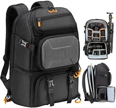 Waterproof Camera Backpack Zipper 15'' Laptop Compartment Durable Anti-Theft Large Capacity 15L Professional Photography
