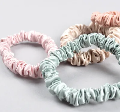 2022 Popular Style 3.5cm 100silk Scrunchies for Hair High Quality Hair Ties Scarf Elastics for Girls/women