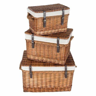 Natural Woven Flower Hamper Modern Bulk Wicker Baskets With Lid and Liners for Picnic Camping