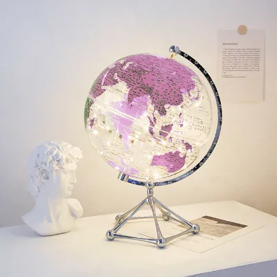 Fashion Home Desk Decor Iron Plastic World Rotating Globe Pendant Light String for Interior Design
