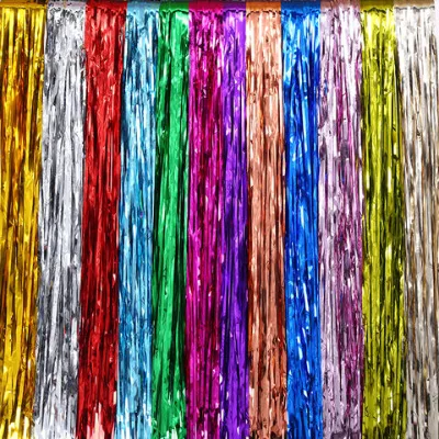 Ychon 1 M x 2 M Tinsel String Foil Fringe Curtain Shiny Shimmer Party Wedding Birthday Door Decoration Party fringe curtain
