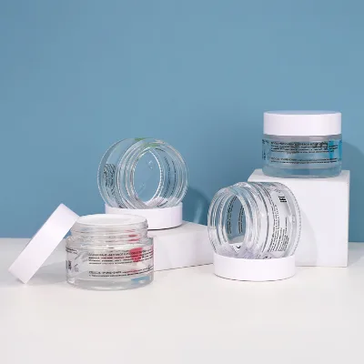 Hot Sale Frosted Clear Glass Face Cream Cosmetic Jar With Custom Logo Round Pattern 5g-100g Capacity White Plastic Lid