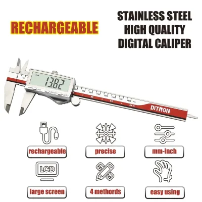 Rechargeable Digital Caliper 6Inch/150mm Digital Vernier Caliper Electronic Micrometer with Depth Gauge Precision Measuring Tool