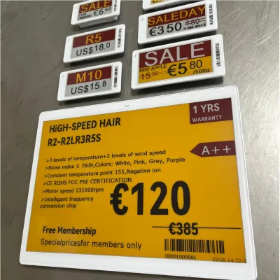 WIFI 2.4G Ble App Etiqueta Eletronic Esl Etiket Eas System Digital Price Tags E Ink Epd Api Nfc Electronic Shelf Labels E Reader