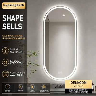 Hot Saling Oval Led Mirror Room Decoration Hanging Art Decorated Smart Mirror Espejo De Pared Bathroom Mirrors with Led Light