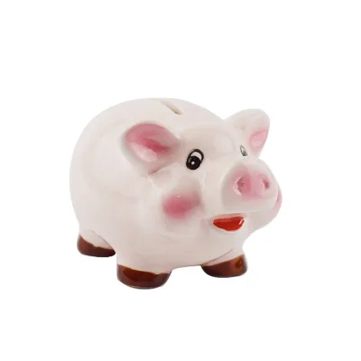 Cute Pink Color Pig Shape Ceramic Funny Piggy Bank