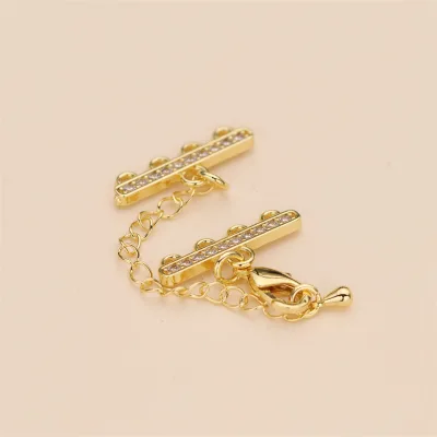 DIY Multi-Strand Beading Jewelry Making Supplies 18K Gold Plated Lobster Clasp Extension Chain Cuboid Separator Spacer Bars