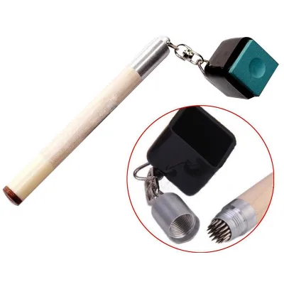 Wood Handle Long Cue Stick Chalk Holder with Tip Pik Chalk Pocket Pool