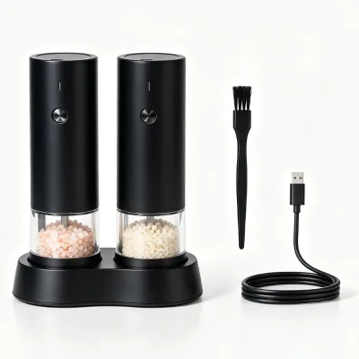 Hot Selling OEM ODM Custom Type-C Rechargeable Electric Pepper and Salt Grinder Mill Shaker Set With Dust Cover for Home