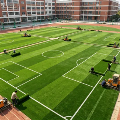 Professional Competition Level Soccer Turf Artificial Grass Roll Customized Durable Eco-Friendly Light Green Easy Installation