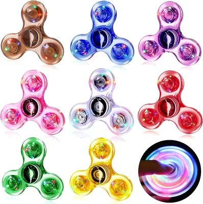 Crystal Gyroscope Fingertip Spinner Light up LED Luminous Transparent Flash Decompression Fidget Spinner Toy