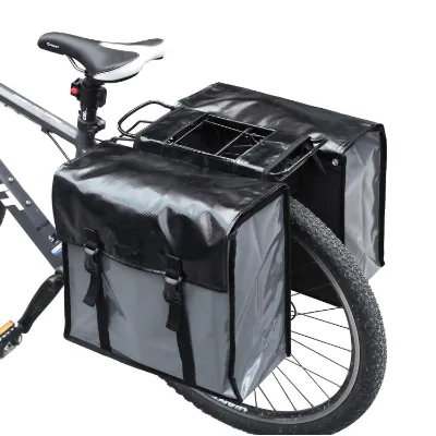 40L Double Waterproof Tarpaulin Bike Side Bag with Adjustable Straps Large Capacity for Outdoor Cycling