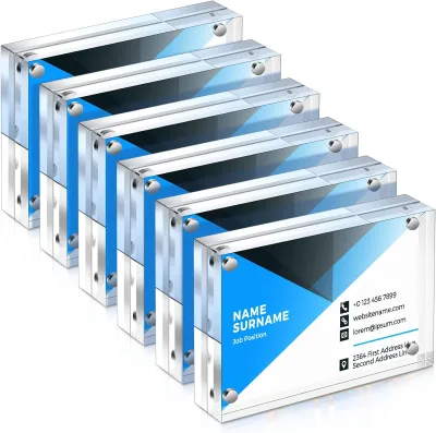 Clear 2.5 x 3.5 Inch Double Sided Acrylic Business Card Note Holder 20mm Thickness Frameless Magnetic Photo Frames 20mm